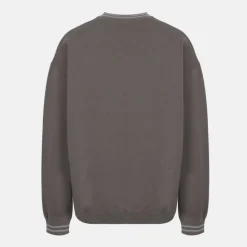 Men's Tipped Graphic Cotton Long Sleeve Oversized Fit Crew Sweatshirt