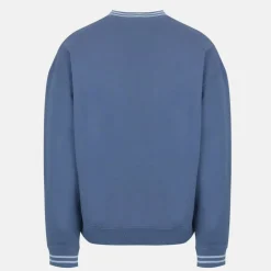 Men's Tipped Graphic Cotton Long Sleeve Oversized Fit Crew Sweatshirt