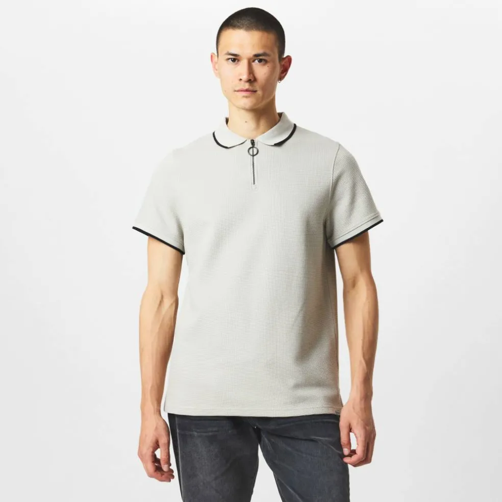 Men's Waffle Short-Sleeve Polo Shirt