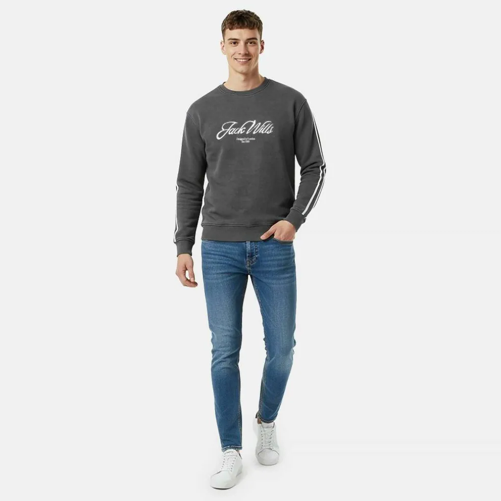 Men's Watercolour Cotton Long Sleeve Oversized Fit Crew Sweatshirt