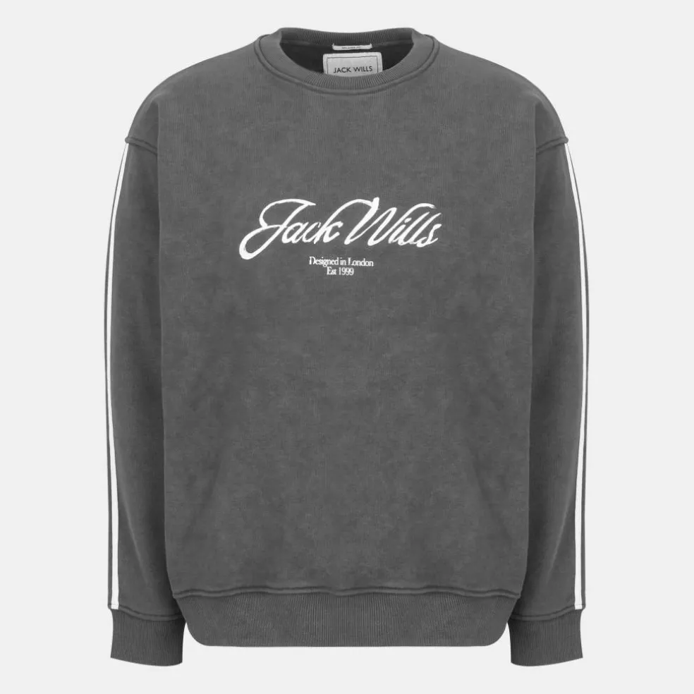 Men's Watercolour Cotton Long Sleeve Oversized Fit Crew Sweatshirt