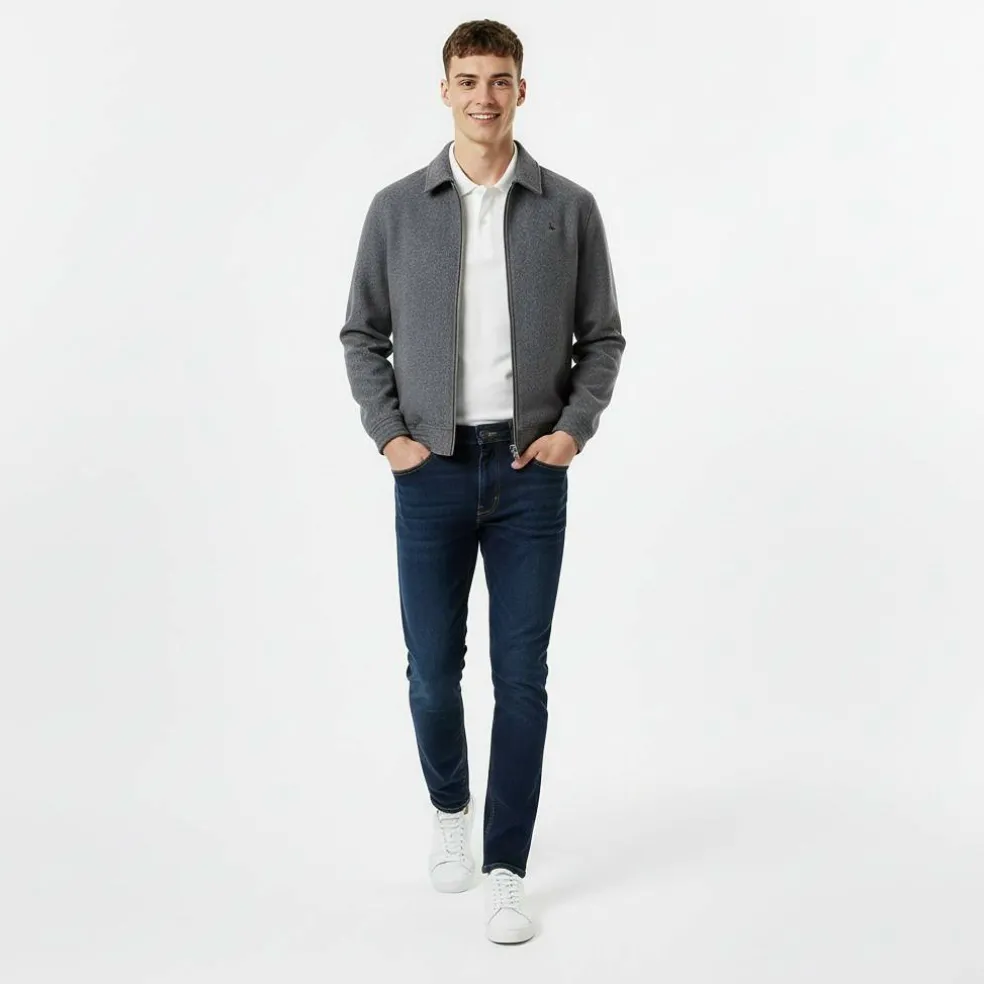 Men's York Wool Long Sleeve Bomber Jacket