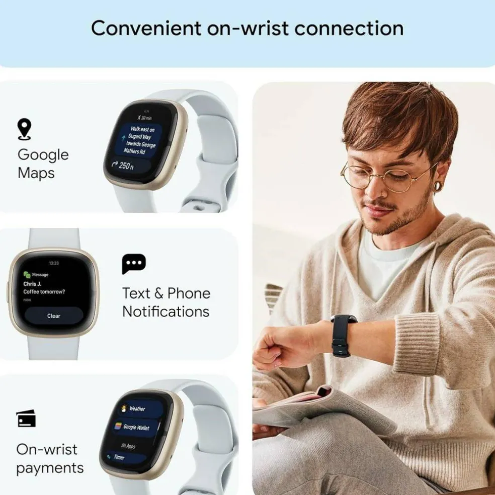 Sense 2 Health and Fitness Smartwatch with built-in GPS advanced health features up to 6 days batt
