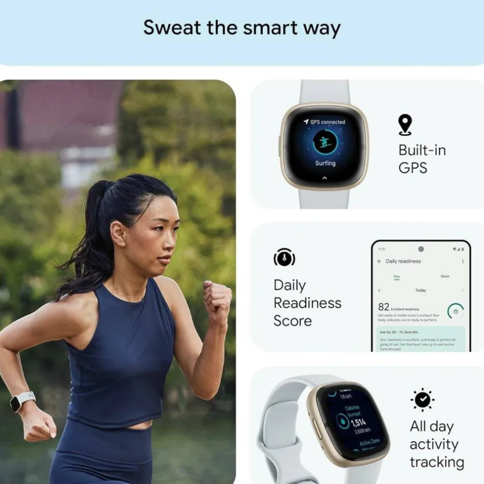 Sense 2 Health and Fitness Smartwatch with built-in GPS advanced health features up to 6 days batt