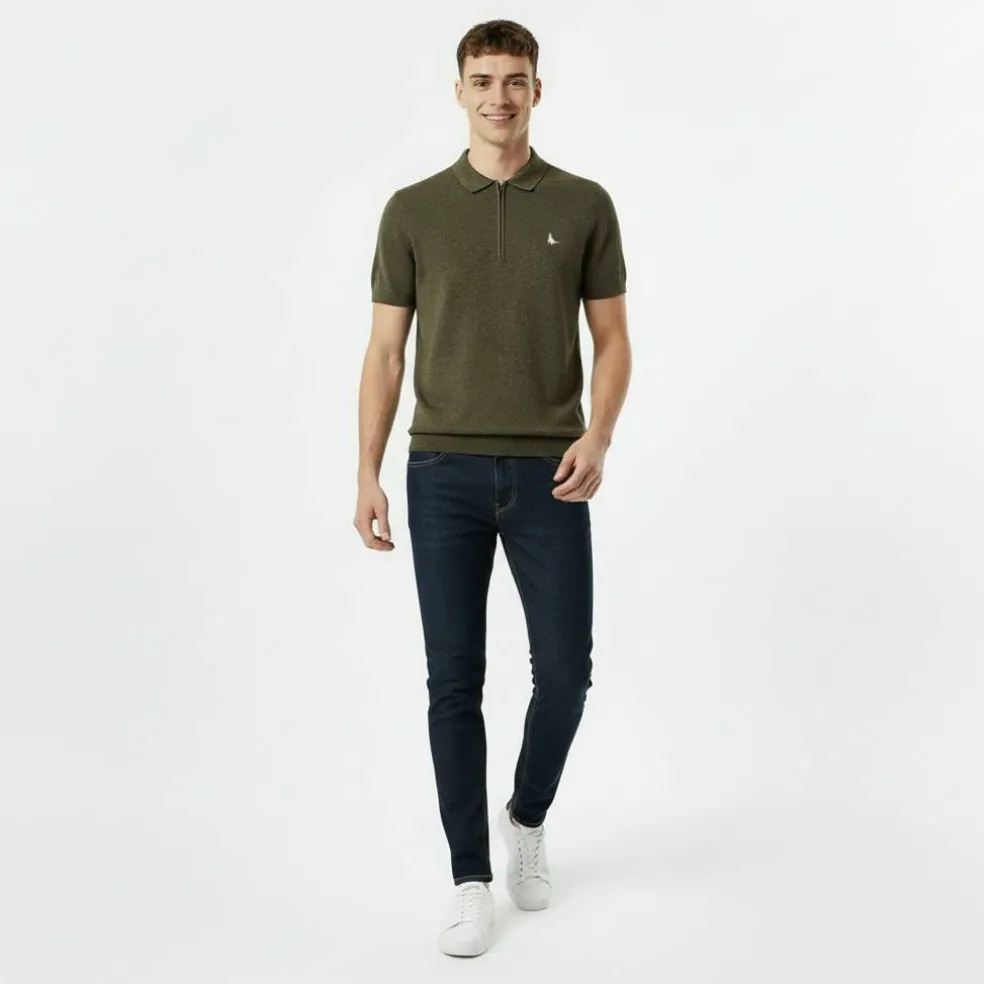 Short Sleeve Zip Knit Polo
