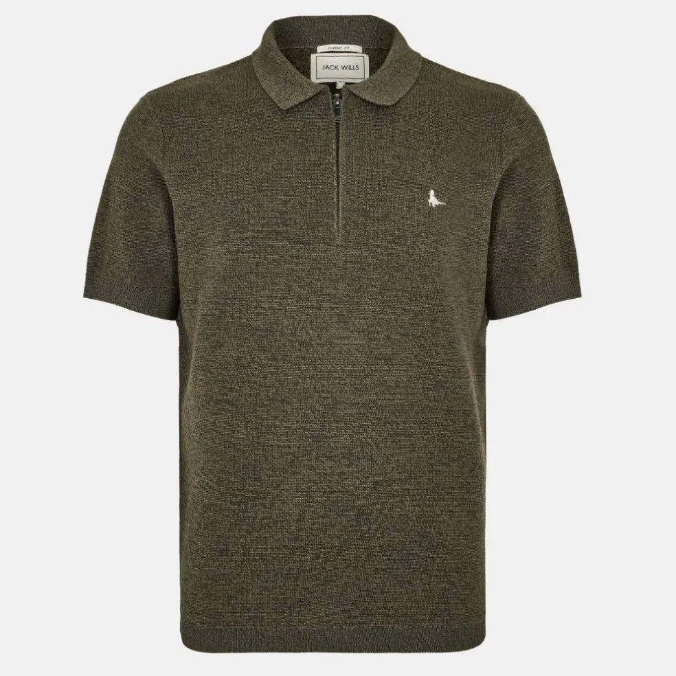 Short Sleeve Zip Knit Polo