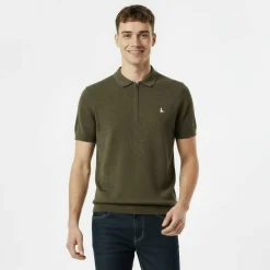 Short Sleeve Zip Knit Polo