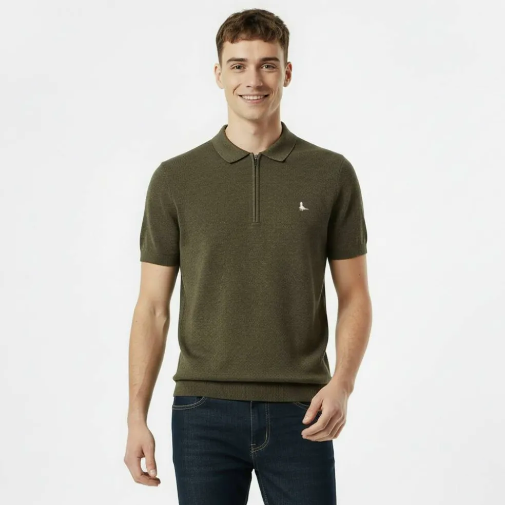 Short Sleeve Zip Knit Polo