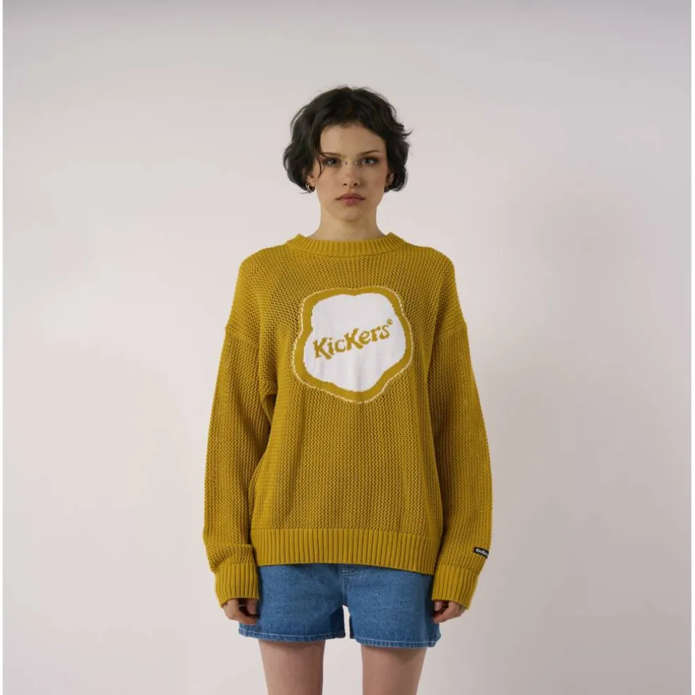 Unisex Adults Jacquard Logo Sloppy Knit Crew Neck Jumper