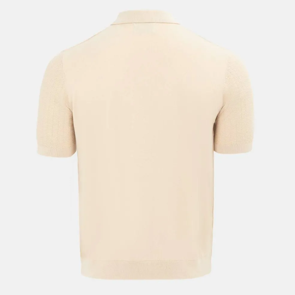 1/4 Zip Short Sleeve Ribbed Knit Polo