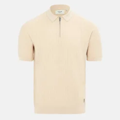 1/4 Zip Short Sleeve Ribbed Knit Polo