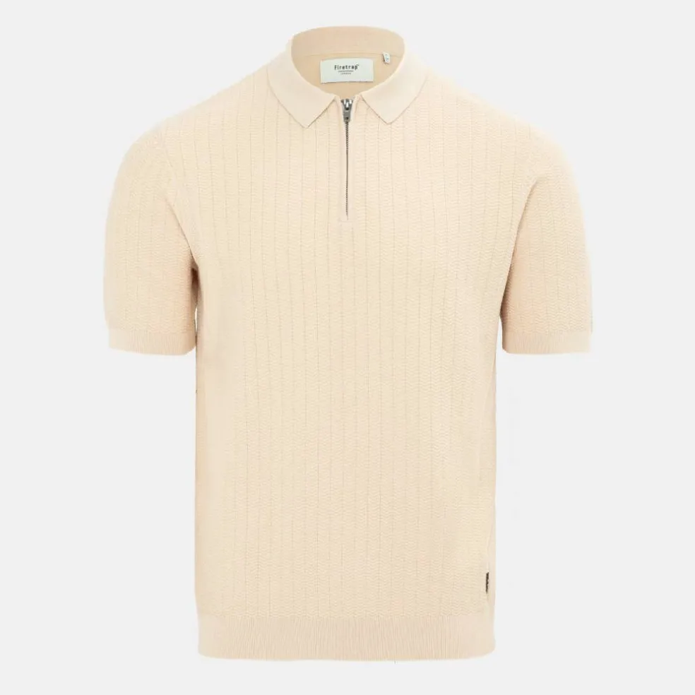 1/4 Zip Short Sleeve Ribbed Knit Polo