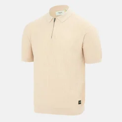 1/4 Zip Short Sleeve Ribbed Knit Polo