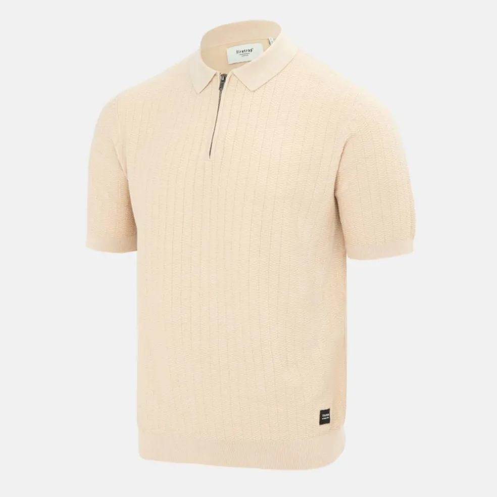 1/4 Zip Short Sleeve Ribbed Knit Polo