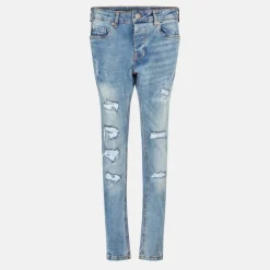 Blue Denim Skinny Jean with Rip Detail