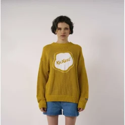 Unisex Adults Jacquard Logo Sloppy Knit Crew Neck Jumper