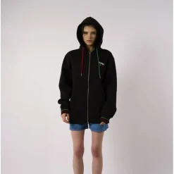 Unisex Classic Zip Thru High Neck Sweat Full Zip Knitted Top
